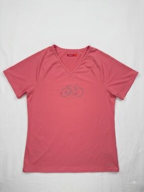 Terry Women's V-Neck Performance Tee in Coral Pink